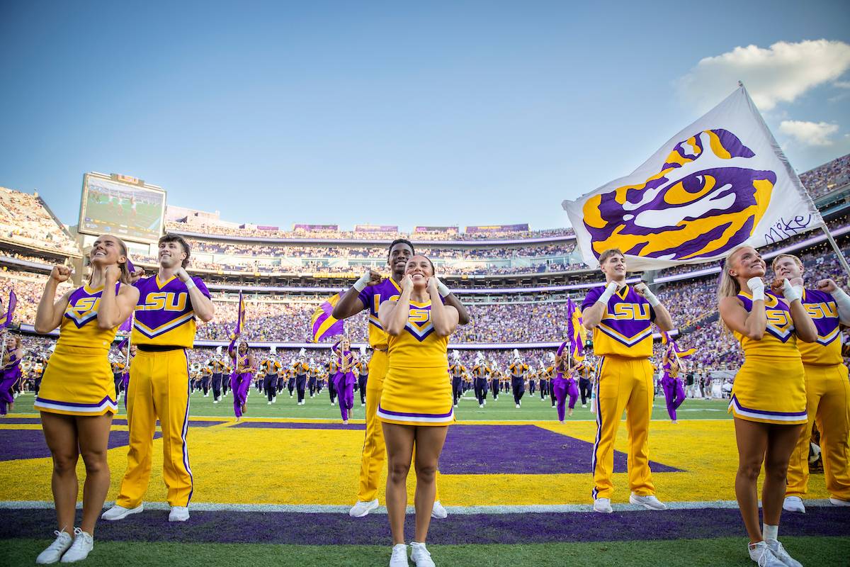 Cheerleaders at LSU football game