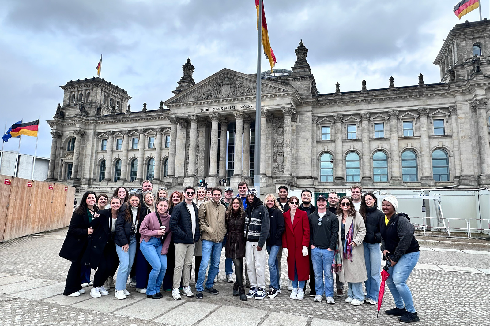 LSU students pose for a group photo in front of the German Reichstag in Berlin.