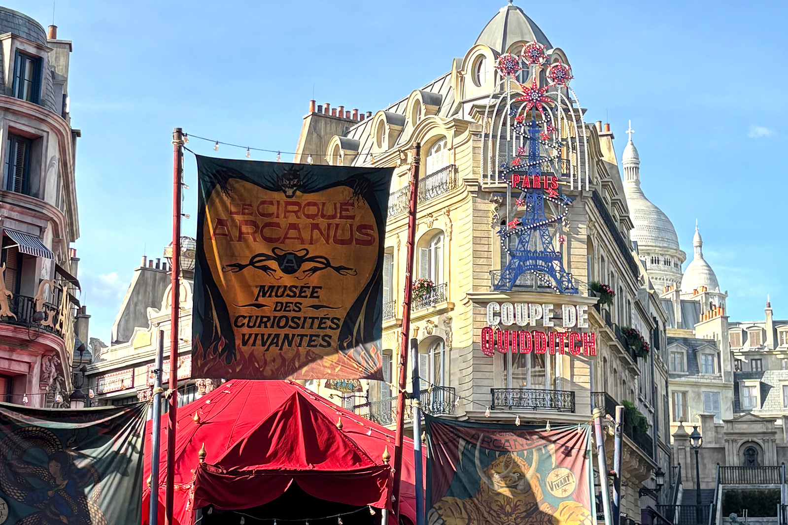 A Wizarding World-themed section of Epic Universe, stylized to look like 1920s Paris.