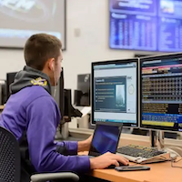 Student in computer lab