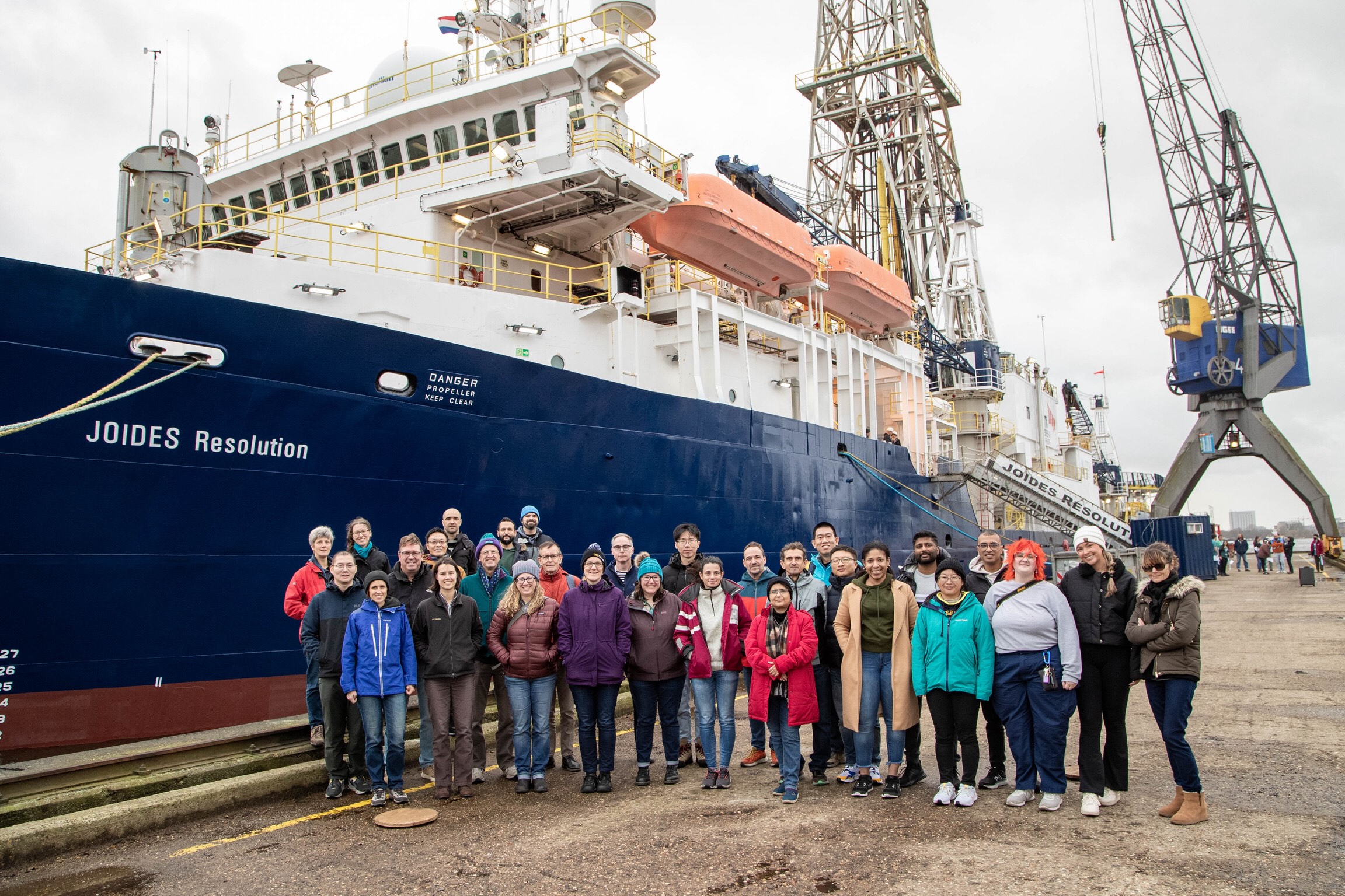 Scientists boarding the JOIDES Resolution