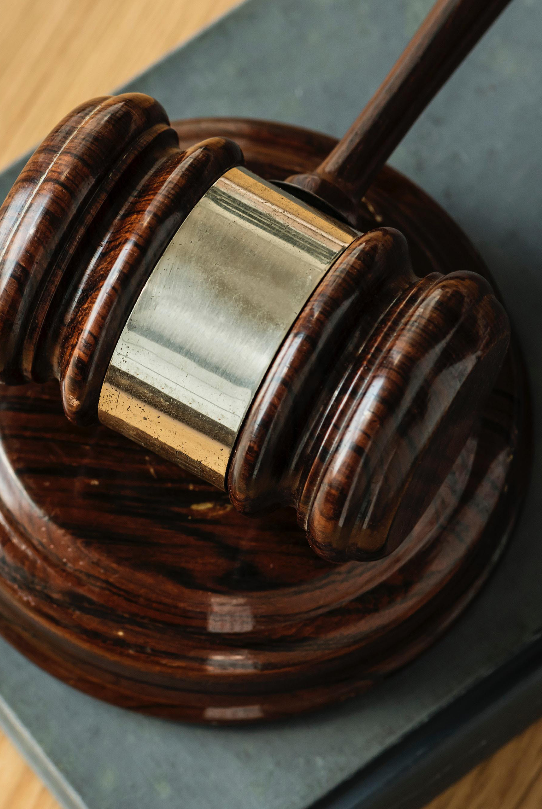 Gavel resting on table